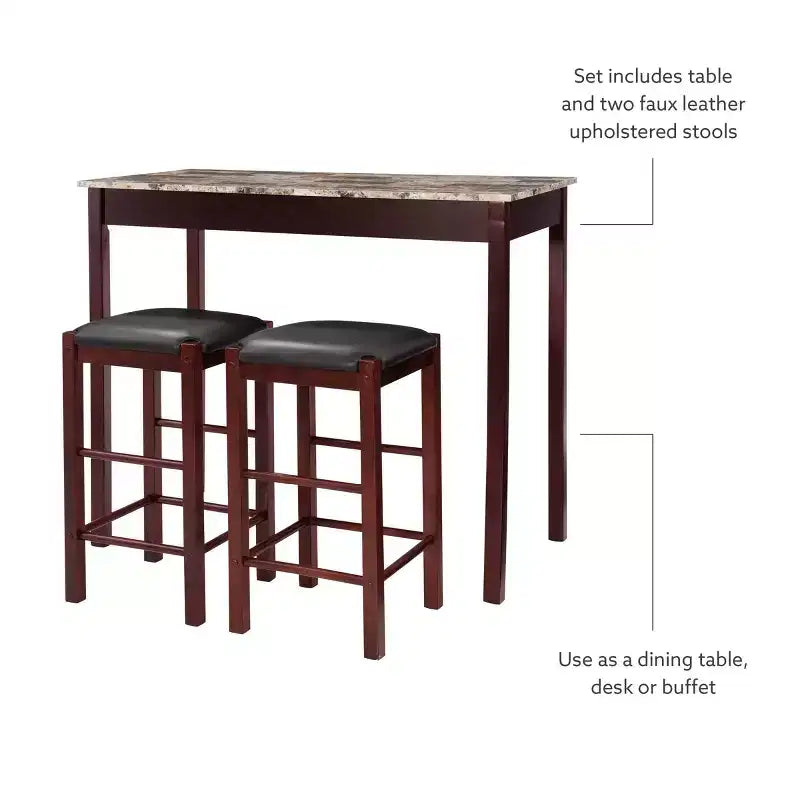 Ensemble de salle à manger 3 pièces table et tabourets hauteur comptoir Lancer Tavern - Linon