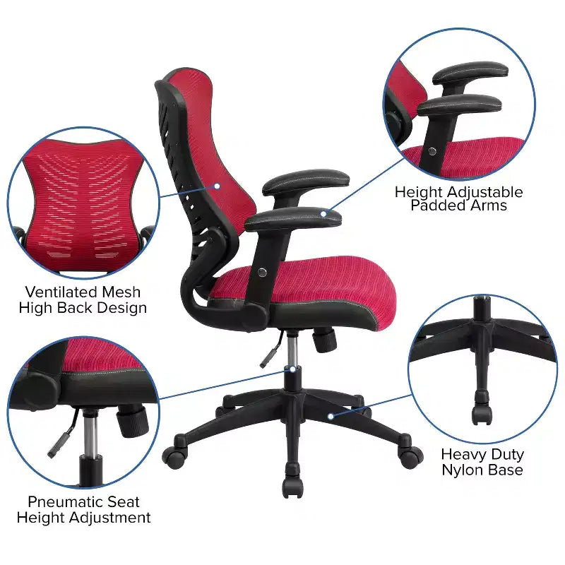 Chaise de bureau ergonomique pivotante Flash Furniture Executive Designer Mesh à dossier haut avec accoudoirs réglables