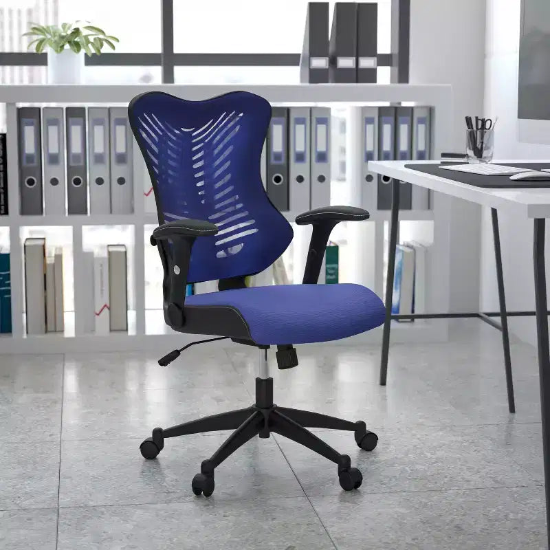 Chaise de bureau ergonomique pivotante Flash Furniture Executive Designer Mesh à dossier haut avec accoudoirs réglables
