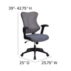 Chaise de bureau ergonomique pivotante Flash Furniture Executive Designer Mesh à dossier haut avec accoudoirs réglables