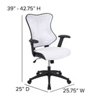 Chaise de bureau ergonomique pivotante Flash Furniture Executive Designer Mesh à dossier haut avec accoudoirs réglables
