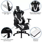 Chaise de jeu Flash Furniture X30 Chaise de bureau ergonomique de course avec dossier entièrement inclinable et repose-pieds coulissant en cuir souple rouge