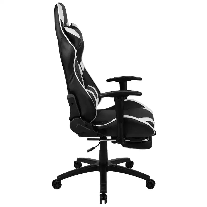 Chaise de jeu Flash Furniture X30 Chaise de bureau ergonomique de course avec dossier entièrement inclinable et repose-pieds coulissant en cuir souple rouge