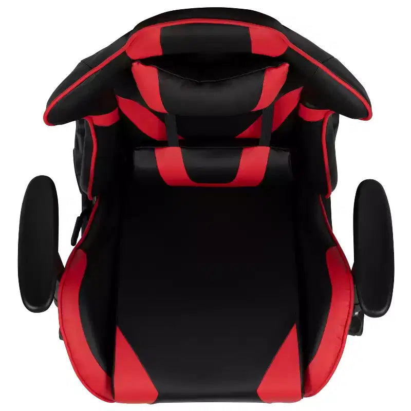 Chaise de jeu Flash Furniture X30 Chaise de bureau ergonomique de course avec dossier entièrement inclinable et repose-pieds coulissant en cuir souple rouge