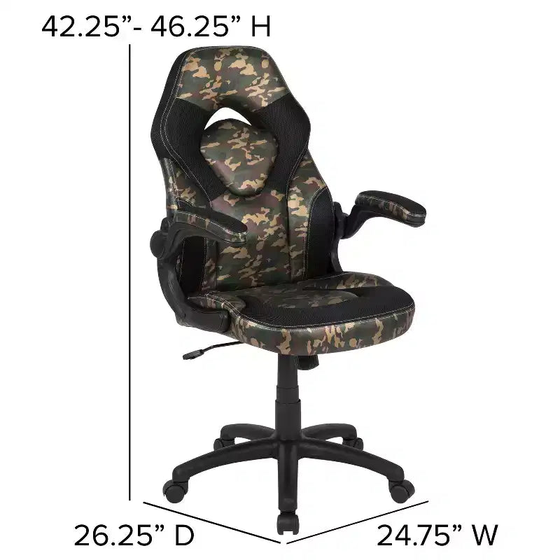 Fauteuil de bureau ergonomique pivotant réglable Flash Furniture X10 pour gamer avec accoudoirs relevables