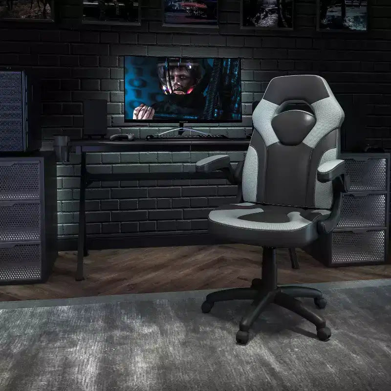 Fauteuil de bureau ergonomique pivotant réglable Flash Furniture X10 pour gamer avec accoudoirs relevables