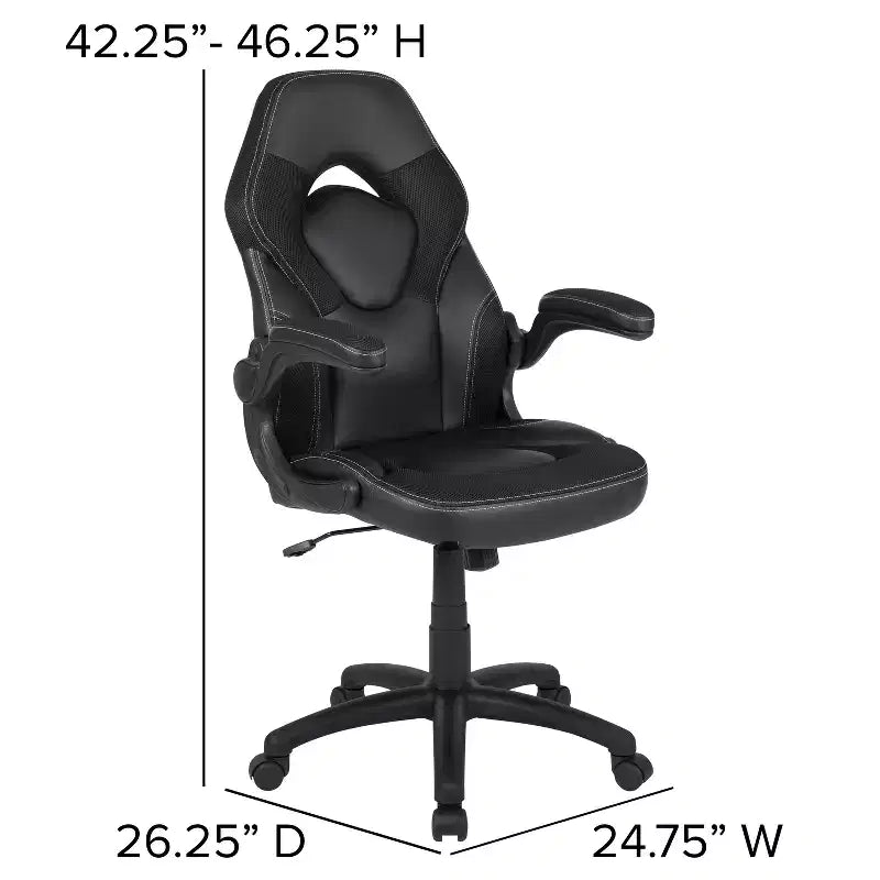 Fauteuil de bureau ergonomique pivotant réglable Flash Furniture X10 pour gamer avec accoudoirs relevables