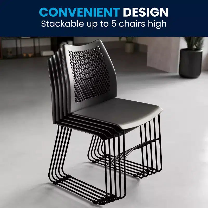 Chaise empilable Flash Furniture série HERCULES, capacité 300 kg, avec dossier aéré et piètement luge thermolaqué