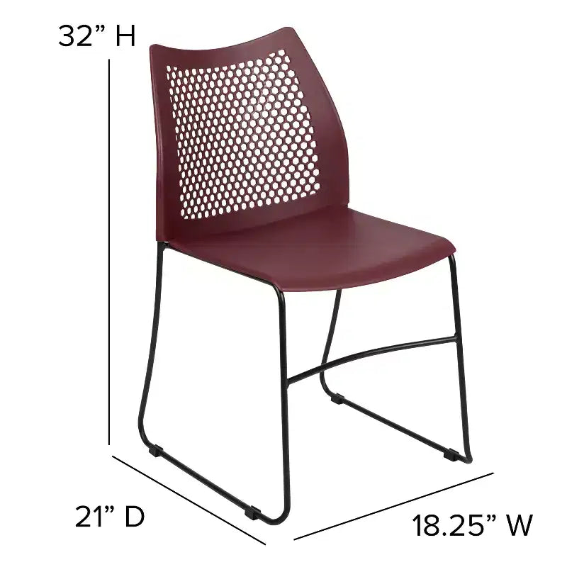 Chaise empilable Flash Furniture série HERCULES, capacité 300 kg, avec dossier aéré et piètement luge thermolaqué