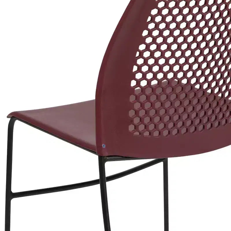 Chaise empilable Flash Furniture série HERCULES, capacité 300 kg, avec dossier aéré et piètement luge thermolaqué