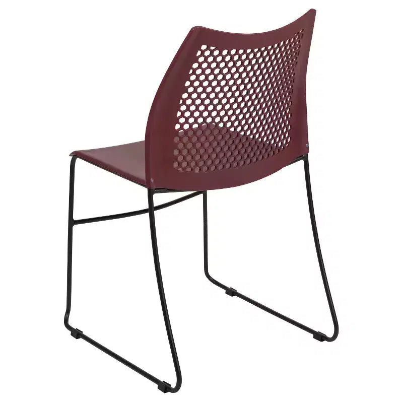 Chaise empilable Flash Furniture série HERCULES, capacité 300 kg, avec dossier aéré et piètement luge thermolaqué