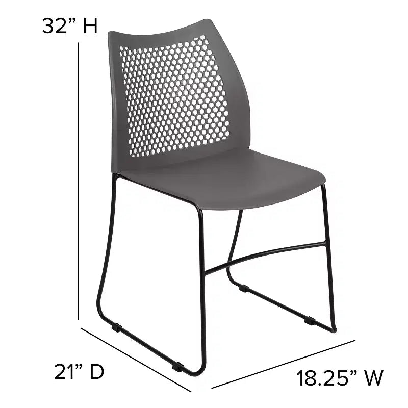 Chaise empilable Flash Furniture série HERCULES, capacité 300 kg, avec dossier aéré et piètement luge thermolaqué