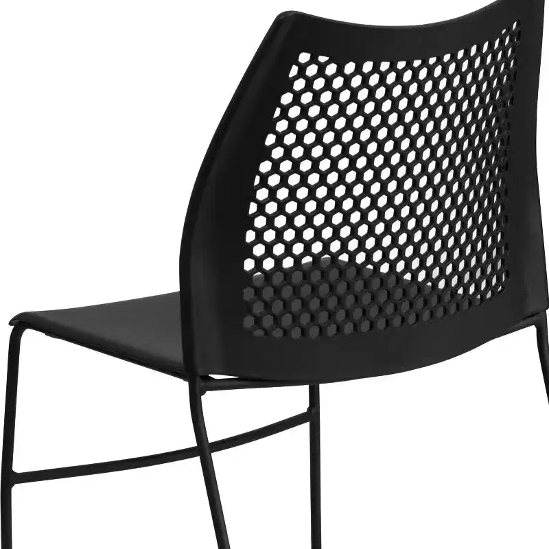 Chaise empilable Flash Furniture série HERCULES, capacité 300 kg, avec dossier aéré et piètement luge thermolaqué