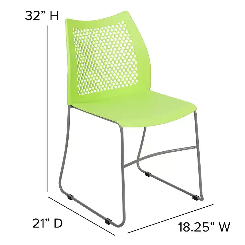 Chaise empilable Flash Furniture série HERCULES, capacité 300 kg, avec dossier aéré et piètement luge thermolaqué