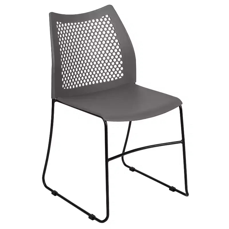 Chaise empilable Flash Furniture série HERCULES, capacité 300 kg, avec dossier aéré et piètement luge thermolaqué