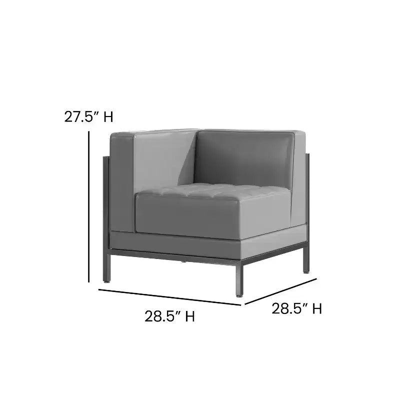 Fauteuil d'angle gauche modulaire contemporain Flash Furniture Série HERCULES Imagination avec siège capitonné et cadre encastré