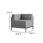 Fauteuil d'angle gauche modulaire contemporain Flash Furniture Série HERCULES Imagination avec siège capitonné et cadre encastré