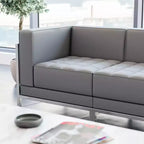 Fauteuil d'angle gauche modulaire contemporain Flash Furniture Série HERCULES Imagination avec siège capitonné et cadre encastré