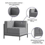Fauteuil d'angle gauche modulaire contemporain Flash Furniture Série HERCULES Imagination avec siège capitonné et cadre encastré