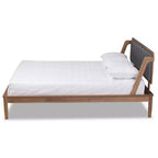 Lit plateforme moderne Mid-Century Helsa Noyer/Marron/Gris - Baxton Studio