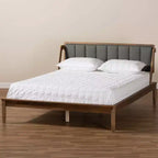 Lit plateforme moderne Mid-Century Helsa Noyer/Marron/Gris - Baxton Studio