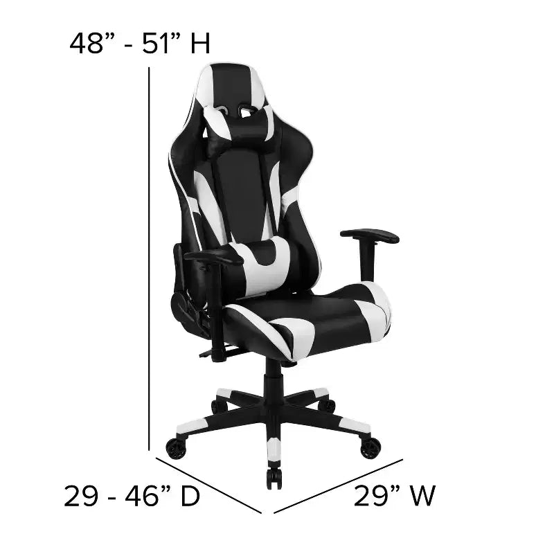 Chaise de jeu ergonomique Emma et Oliver Racing avec dossier entièrement inclinable en cuir synthétique rouge