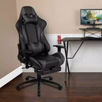 Chaise de jeu ergonomique Emma and Oliver Racing avec dossier inclinable et repose-pieds en similicuir rouge