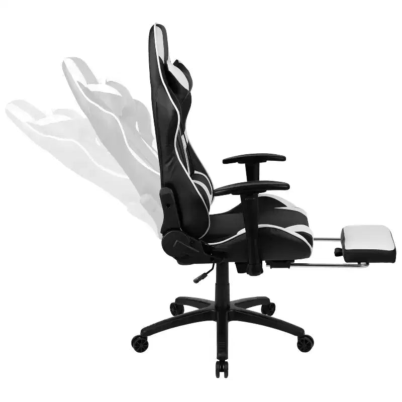 Chaise de jeu ergonomique Emma and Oliver Racing avec dossier inclinable et repose-pieds en similicuir rouge