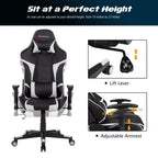 Chaise de Massage et de Gaming Inclinable et Pivotante Costway avec Soutien Lombaire Blanche\Bleue\Grise\Rouge