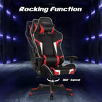 Chaise de bureau de jeu de massage inclinable et pivotante Costway avec support lombaire