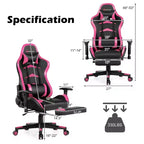 Chaise de bureau de massage gamer inclinable et pivotante Costway Racing avec repose-pieds