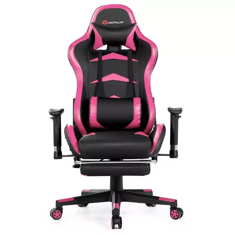 Chaise de bureau de massage gamer inclinable et pivotante Costway Racing avec repose-pieds