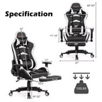 Chaise de bureau de massage gamer inclinable et pivotante Costway Racing avec repose-pieds