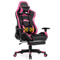 Chaise de bureau de massage gamer inclinable et pivotante Costway Racing avec repose-pieds