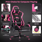 Costway Chaise de bureau gamer inclinable et pivotante avec repose-pieds de massage