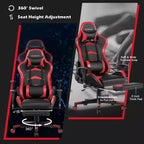 Costway Chaise de bureau gamer inclinable et pivotante avec repose-pieds de massage