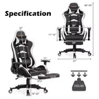 Costway Chaise de bureau gamer inclinable et pivotante avec repose-pieds de massage