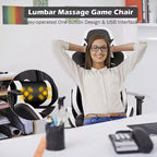 Costway Chaise de bureau gamer inclinable et pivotante avec repose-pieds de massage