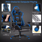 Costway Chaise de bureau gamer inclinable et pivotante avec repose-pieds de massage
