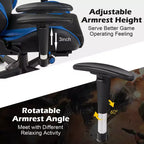 Costway Chaise de bureau gamer inclinable et pivotante avec repose-pieds de massage