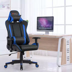 Fauteuil de massage gamer inclinable Costway avec support lombaire et appui-tête Blanc/Bleu/Rose/Rouge