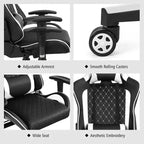 Fauteuil de massage gamer inclinable Costway avec support lombaire et appui-tête Blanc/Bleu/Rose/Rouge