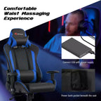 Fauteuil de massage gamer inclinable Costway avec support lombaire et appui-tête Blanc/Bleu/Rose/Rouge