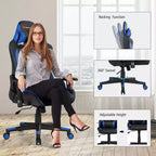 Fauteuil de massage gamer inclinable Costway avec support lombaire et appui-tête Blanc/Bleu/Rose/Rouge