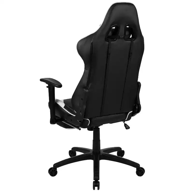 Chaise de jeu inclinable en similicuir BlackArc – Accoudoirs pivotants réglables en hauteur, repose-pieds escamotable, oreillers de tête et lombaires