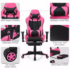 Chaise de jeu massante Costway, fauteuil de bureau inclinable style course avec repose-pieds blanc/bleu/rose/rouge