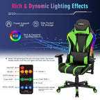 Chaise de jeu Costway pivotante réglable avec lumières LED dynamiques