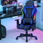Chaise de jeu Costway pivotante réglable avec lumières LED dynamiques