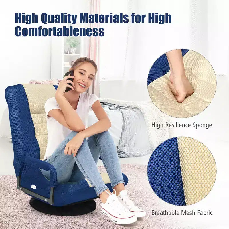 Chaise de jeu au sol pivotante à 360 degrés Costway avec dossier pliable et réglable