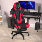 Chaise de jeu Flash Furniture X30 Chaise d'ordinateur de course avec dossier inclinable, repose-pieds coulissant et roulettes transparentes